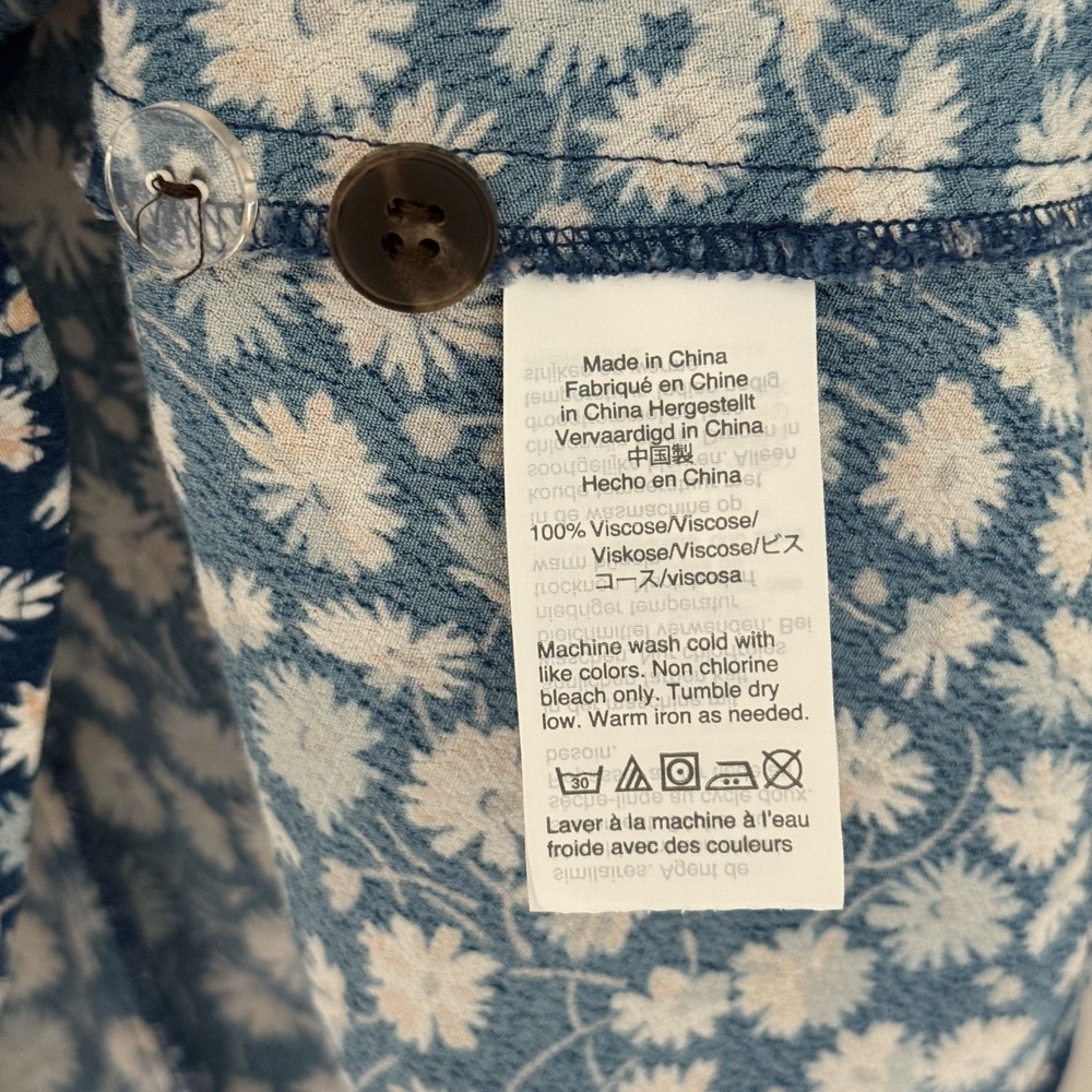 Madewell Button Wrap V Neck Mini Dress Womens Size 0 French Floral Blue - Picture 6 of 8